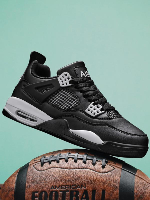 Breathable Leather Mesh Sport Shoes, Shock Absorption, Anti-Slip Sole, Unisex Basketball Shoes, Outdoor & Skateboarding Shoes