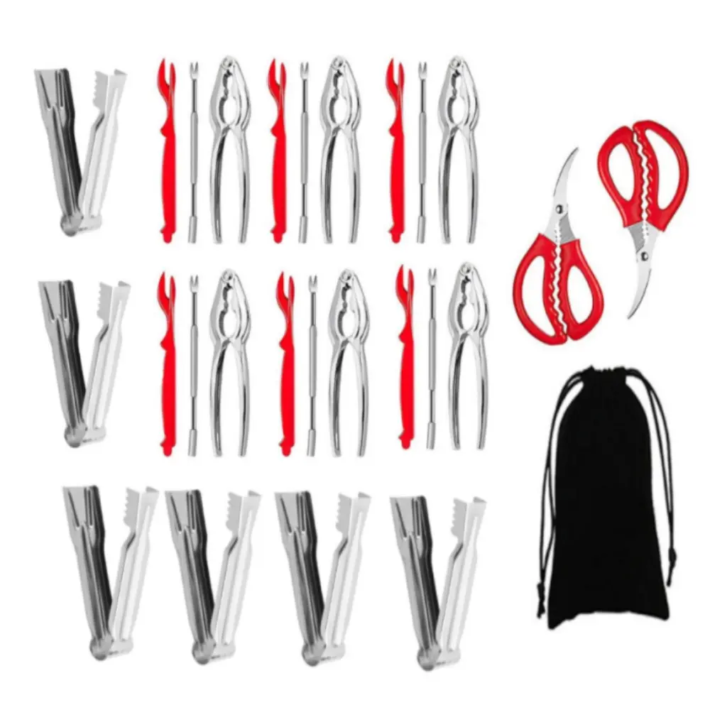 27Pcs Seafood Tools Set - Crab Crackers Lobster Picks Shrimp Peeler, Zinc Alloy & 304 Stainless Steel for Crawfish Shrimp Crab Leg