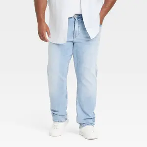Men's Big & Tall Athletic Fit Jeans - Goodfellow & Co Light Indigo 38x36: Midweight Denim, Stretch, Straight Leg