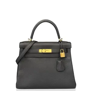 Pre-owned HERMÈS Leather tote bags Hermes Kelly 28 Togo 89 Noir (kr030926a0)