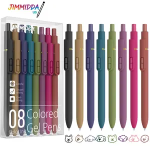 Jimmidda Colorful Gel Pens - 8 Pcs Colored Ink Pens with Fidget Ball for Smooth Writing & Quick Drying - Ideal for Journaling, Note Taking & Gift Cards - Vintage Design - 0.7MM Medium Point Ergonomic Grip outdoorfun
