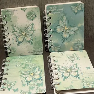 Butterfly-Themed A7 Spiral Notebooks, 4/8-Pack, Perforated Pages, Durable Roll Binding, High-Quality Paper, Ideal for Office & School Use
