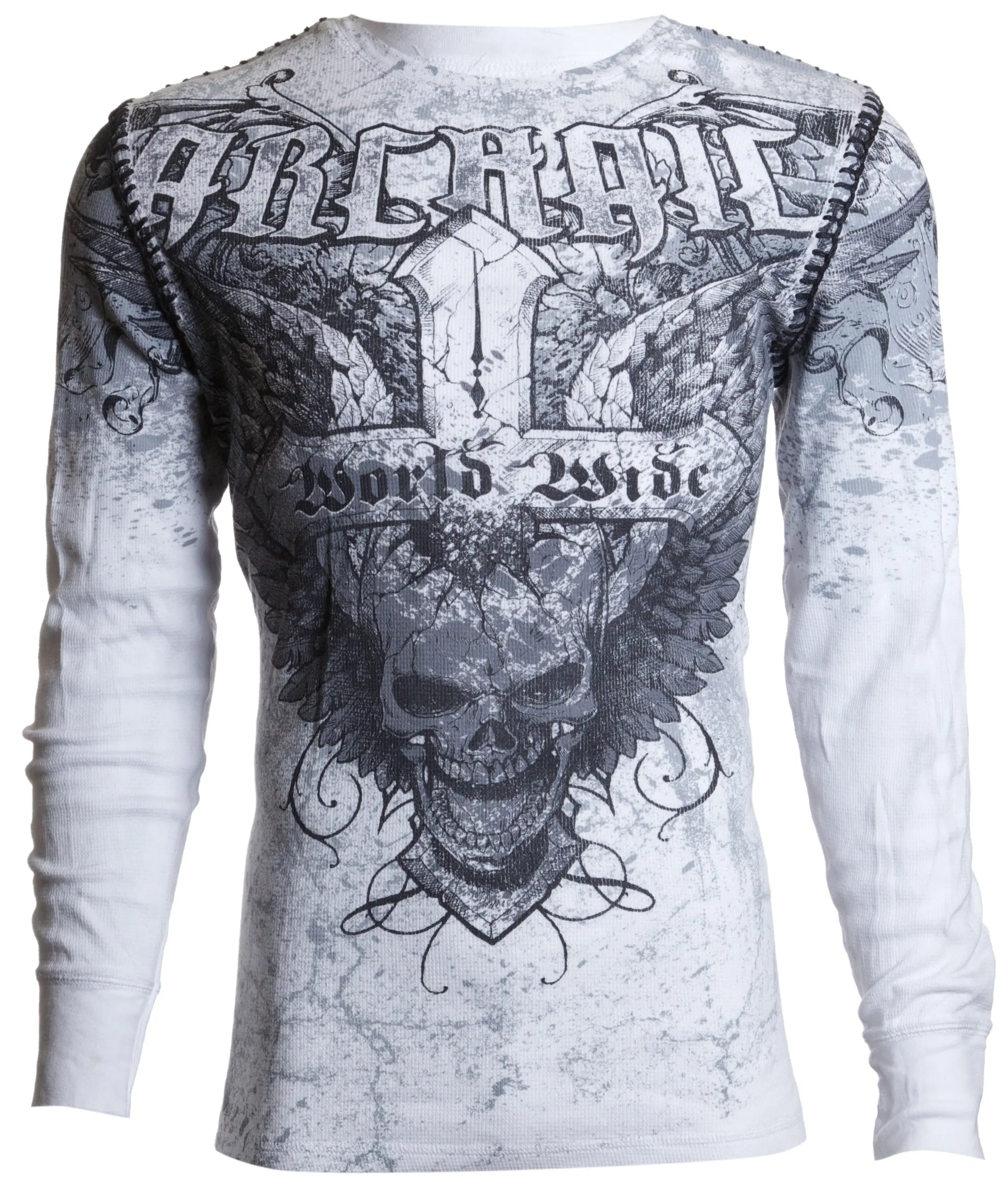 ARCHAIC by Affliction Men's Crew Neck Cotton Thermal T-Shirt with Printed Front/Back for Casual Wear