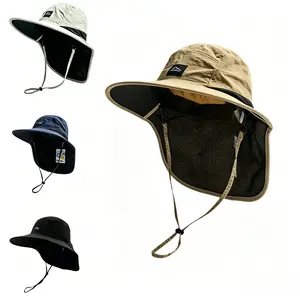 Universal UPF 50+neck protection mesh sun hat for both men and women, UV resistant, durable, lightweight, breathable fisherman hat suitable for outdoor hiking/fishing/camping in summer