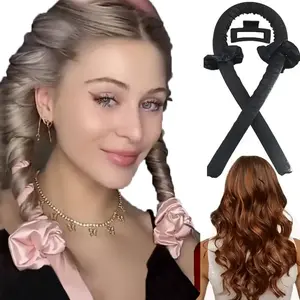 Heatless Curling Set Satin Curling Wand with Hair Band Soft Wave No Heat Hair Styling Tool Gentle Damage Free Natural Fluffy Hair Shape Skin Friendly Scalp Material Overnight Easy Styling for All Hair Types