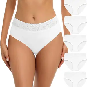RHYFF Womens Underwear Panties Lace Soft Hipster Stretch Full Briefs 5Pack - NWT