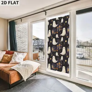 1 count 2d flat Cute Ghost Halloween Print Door Banner Decorations, Polyester Fabric Halloween Home Door Cover Decor, Cute Spooky