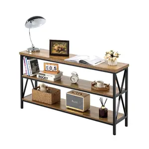 Fathersdaygift VEVOR Narrow Console Sofa Table, 55.1 inches Behind Couch Table, 3-Tier Long Entryway Table and Skinny Hallway Table, Narrow Sofa Table with Metal Frame, for Entryway, Hallway, Living Room Bedroomdealsforyoudays
