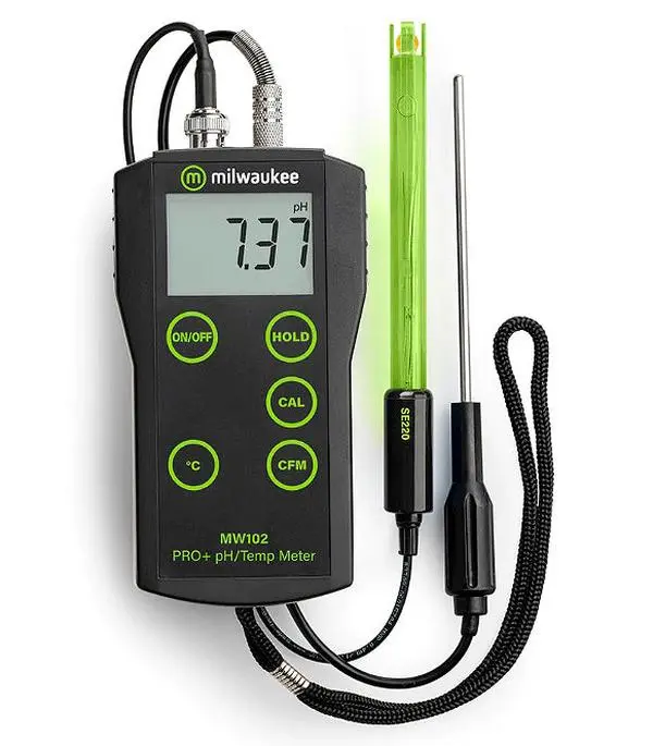Milwaukee MW102 PRO+ Portable 2-in-1 pH and Temperature Meter with ATC, Physical Measuring Tool for Tools & Hardware Applications