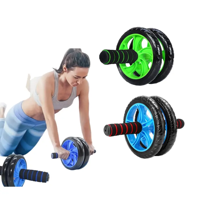 Ab Roller Abdominal Core Trainer with Mat - Ab Crunch Trainer, Plastic Dual-Wheel Exercise Wheel Set, Portable & Easy Assembly, Silent Stability, Anti-Skid Wear-Resistant, Quiet & Floor-Friendly for At-Home Gym Core Strength Training, Ab Workout Equipment