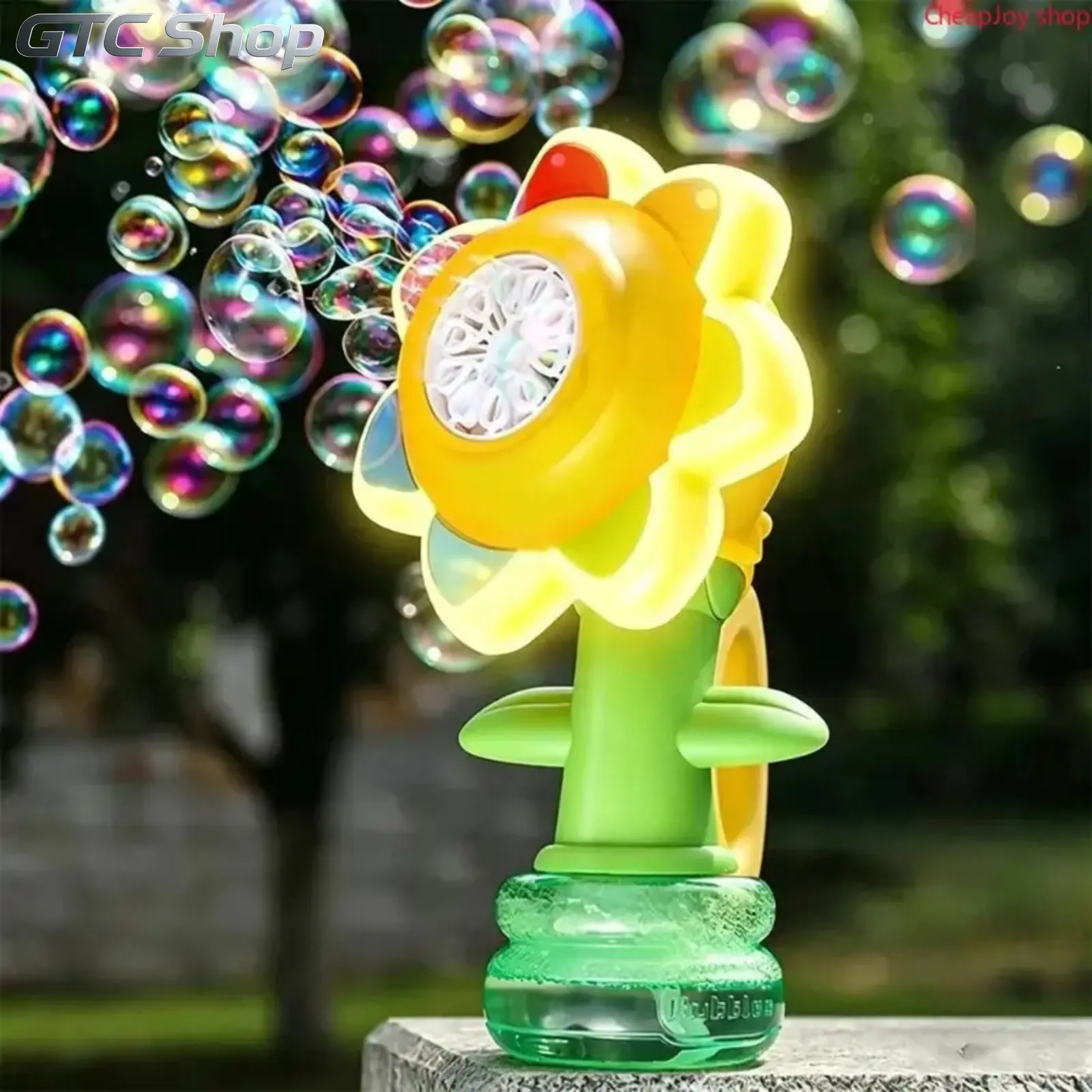 Kids Sunflower Automatic Bubble Machine, Handheld Flower Bubble Maker with Colorful Flash Light, Portable Electric Bubble Blower Toy, Durable Cute Play Toy for Toddler Summer Outdoor Game, Party Gathering & Kids Birthday Present