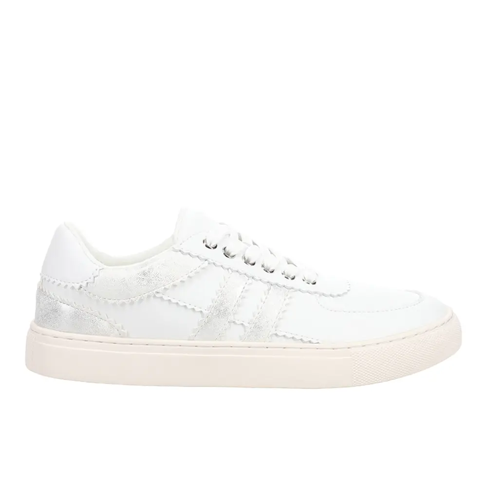 Corkys Womens Rizz Metallic Lace Up Sneakers Shoes Casual - White