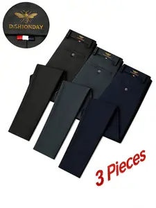 Men's Elegant Golf Long Pants Set, Casual Sportswear for All Seasons, Comfortable Polyester Spandex Fabric, Ideal for Outdoor Activities
