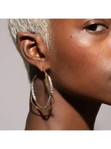 925 Silver Studs Designer Earrings Real Gold Plated Two Tone Cross Border Hot Sale