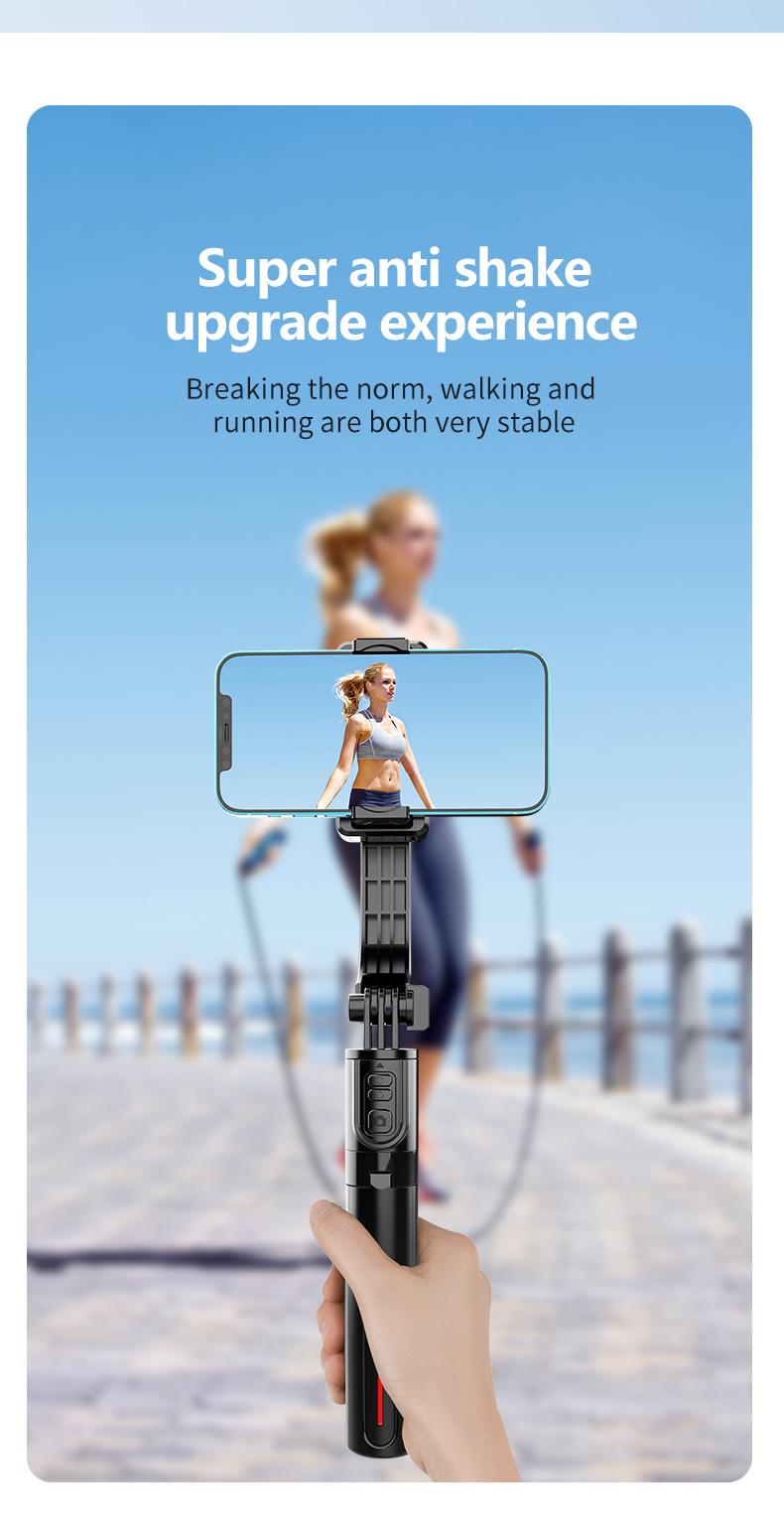 1-Axis Gimbal Stabilizer, Anti-Shake Selfie Stick Tripod with Bluetooth Remote, Auto Balance Phone Mount, Aluminum Alloy Vlogging Stand for iPhone & Android