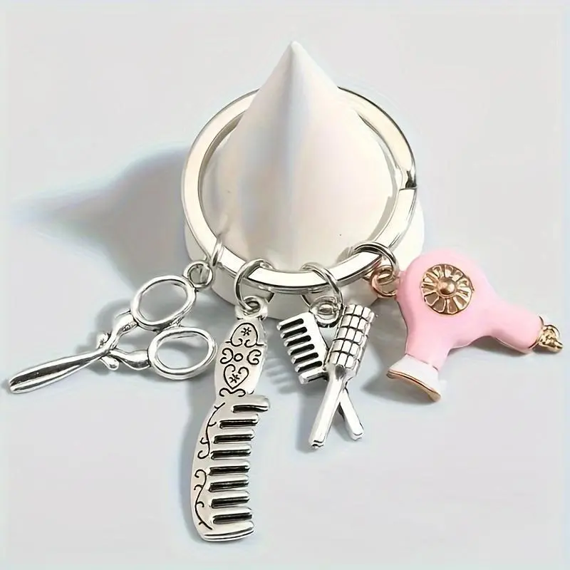 1pc Metal Scissors Keychain, Wallet Handbag Car Charm, Mobile Phone Pendant, Mother'S Day Gift, Hair Stylist Keychain, Scissors Comb Hair Dryer Pendant Keychain Suitable for Men And Women.