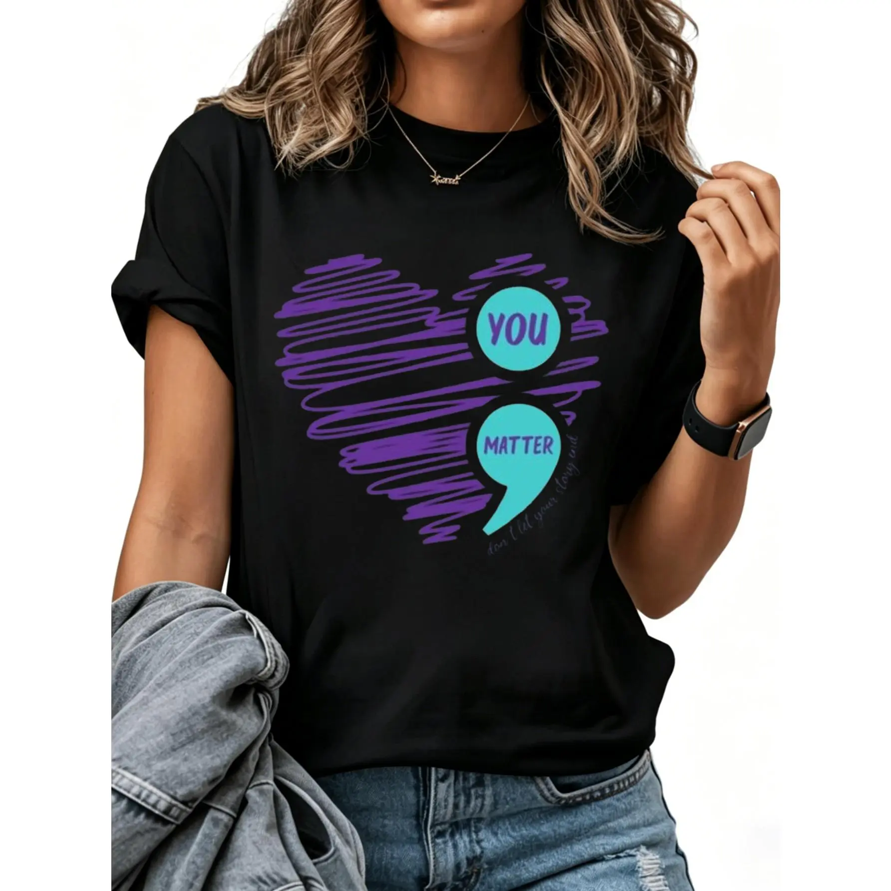 100% Cotton You Matter Semicolon T-Shirt: Mental Health Awareness T-Shirt, Depression Support Shirt
