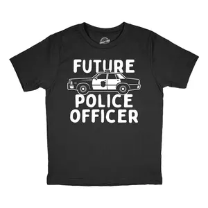 Youth Funny T Shirts Future Police Officer Sarcastic Cop Graphic Novelty Tee for Kids Funny T Shirts Funny Sarcastic Short Sleeve Novelty Tees for Kids Black -