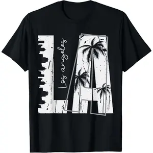 LA Los Angeles T-Shirt Pure Cotton Graphic Tees Menswear Top: Gifts for Men & Women