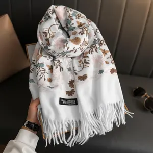 Boho Embroidered Scarf - Soft Warm Double-Sided Shawl for Women & Men