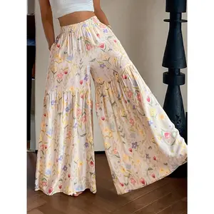 2026 Stylish Women'S Summer Lightweight Floral Loose Wide Leg Sleep Pants