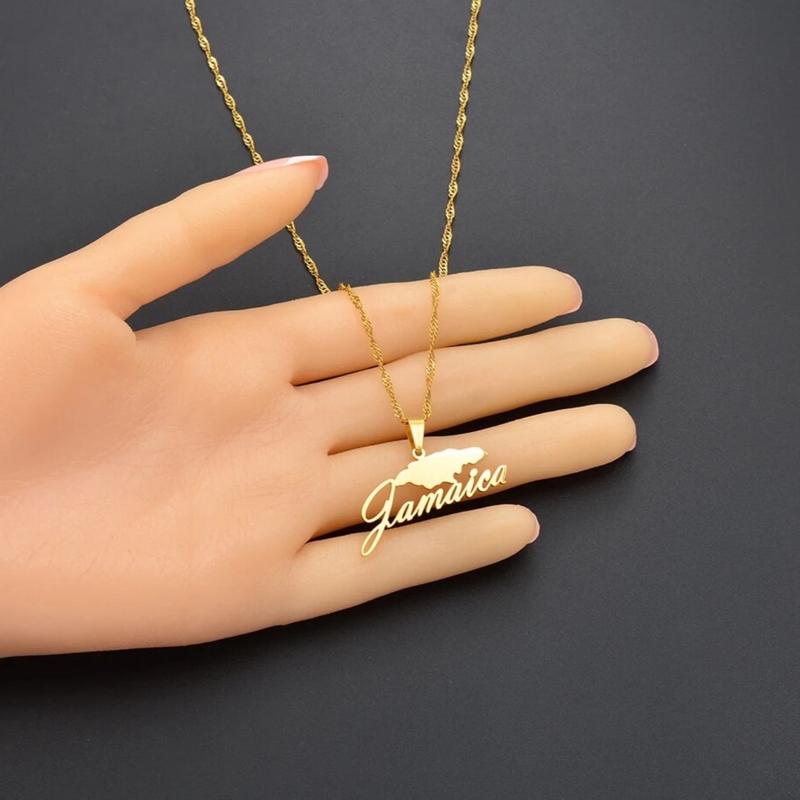 Jamaica Flag Necklace with Chain and Pendant Featuring the National Flag Design