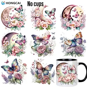 9 Piece Moon Butterfly UV DTF Transfer Stickers, High Adhesive Decals for Mugs Bottles DIY Crafts Office Supplies