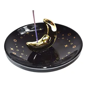 Crescent Moon Ceramic Incense Burner for Lunar Rituals
