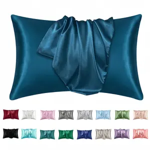 Luxury Soft Silk Pillowcases, Breathable Skin-Friendly Cool Feeling, Pure Color Envelope Closure, Bedding, Silky Satin Bedding, Christmas Gift