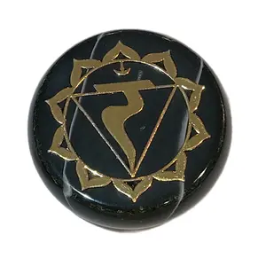 Black Agate Chakra Sanskrit Symbols Seed of Life Manipura Swadhisthana chakras Natural Crystal Decorations Meditation