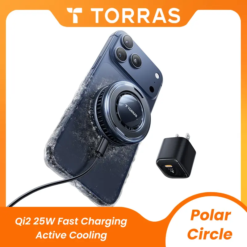 TORRAS PolarCircle Qi2.2 Magnetic Wireless Charger with Cooling Fan & 45W Adapter, 360° Rotating Stand, Fast Wireless Charging for iPhone & Samsung TORRAS PolarCircle Qi2.2 Magnetic Wireless Charger with Cooling Fan & 45W Adapter, 360° Rotating Stand, Fast Wireless Charging for iPhone & Samsung
