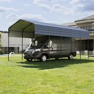 Gray 14x25 FT RV Metal Carport Heavy Duty Shelter with Galvanized Roof & Powder-Coated Frame, Easy Assembly Weather-Resistant for RV, 2 Cars, Boat & Tractors