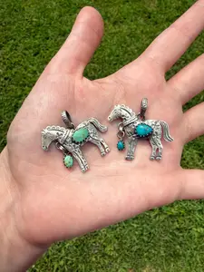 Turquoise Horse Sterling Silver Pendant