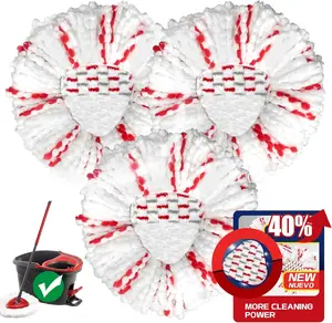 Mop Head Replacement - 40% More Cleaning Power，3 Pack Spin Mop Replacement Head for Easy Wring 1-Tank System, Easy Cleaning, Microfiber and Machine Washable