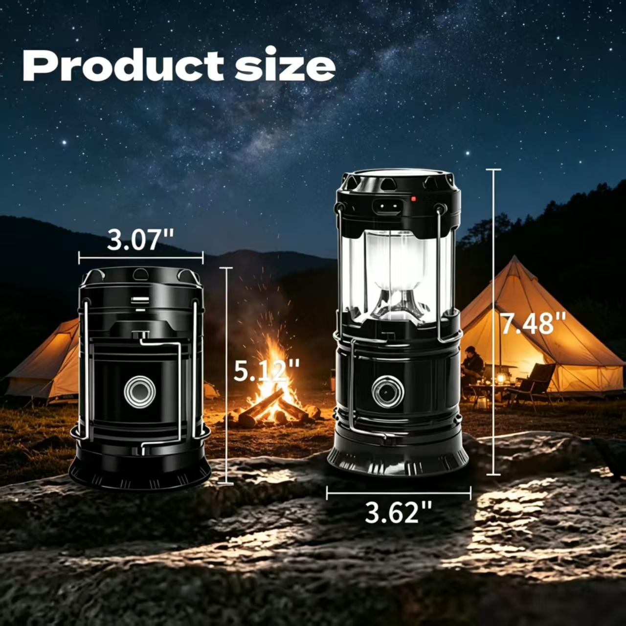 4-Piece Collapsible Portable LED Rechargeable Lanterns - Lightweight Waterproof Mini Solar Recharge Wireless Flashlight, Solar & USB Charging for Indoor/Outdoor Emergency Use, Mini Solar Lanterns sohochic