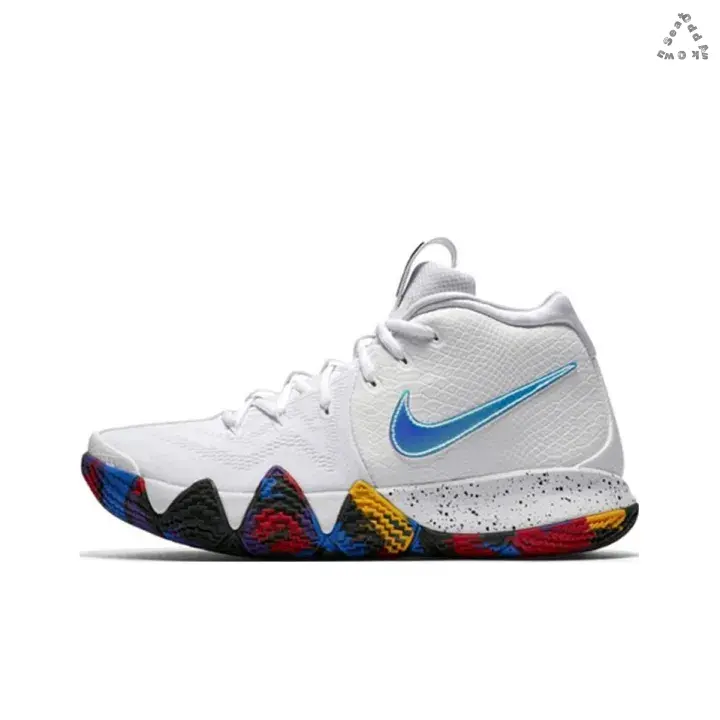 Mid-top Basketball Sneakers | Solid White Textured Fabric Upper | Multi-color Mixed Traction Outsole with White Speckled Midfoot Panel for Basketball Training & Matches