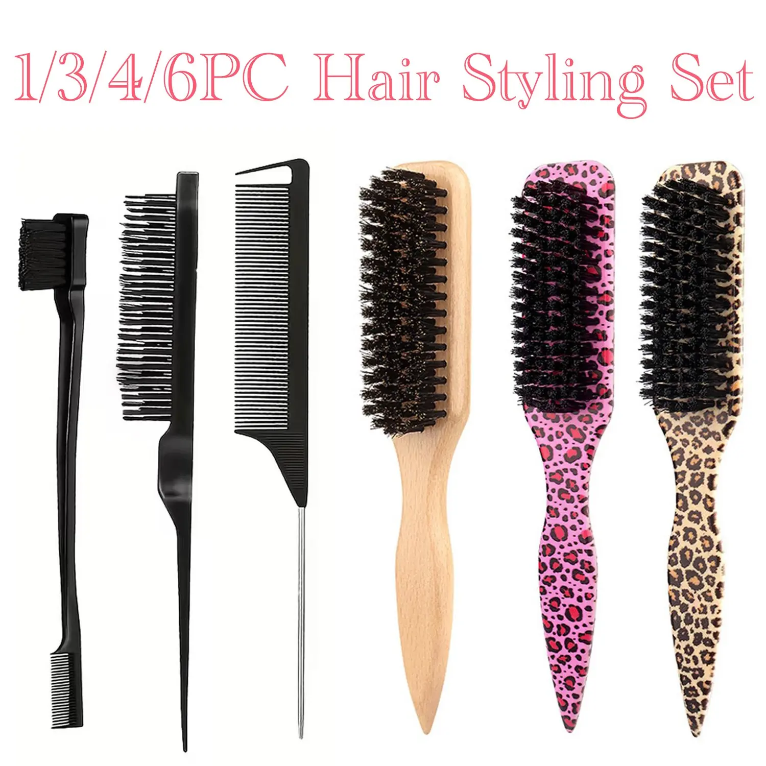 Leopard Print Hair Styling Set | A luxurious styling tool set that allows for sectioning, volumizing, and frizz control. Multifunctional salon-grade hair styling tools suitable for home, salon, and travel. Hair Styling Combs Hairdressing Comb