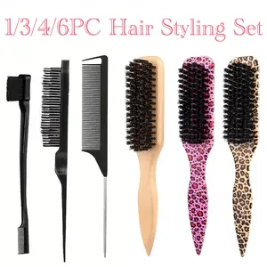 Leopard Print Hair Styling Set | A luxurious styling tool set that allows for sectioning, volumizing, and frizz control. Multifunctional salon-grade hair styling tools suitable for home, salon, and travel. Hair Styling Combs