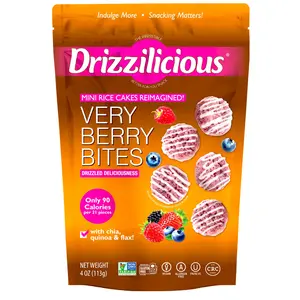 Drizzilicious Very Berry Sweet Mini Rice Cakes - Gluten-Free, Vegan, Crunchy & Healthy Snack, 90 Calories per Serving, 4 oz