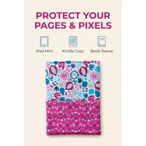 Quilted Tablet Sleeve or Book Sleeve Snap Closure Exterior Pockets - Burgess Field Collection - Handmade - Small - 7" x 9" - Kindle Cozy - iPad Mini Cozy - Book Cozy