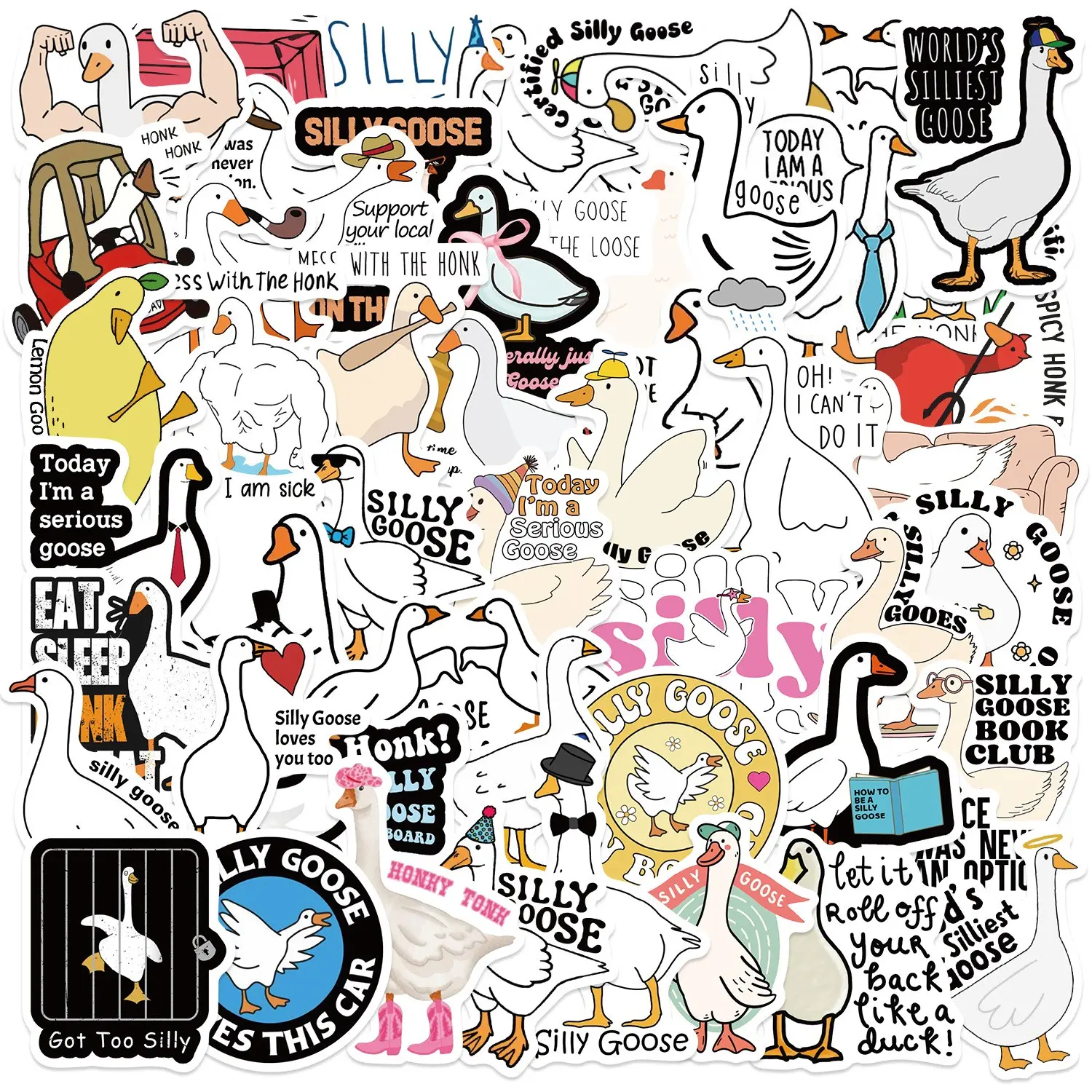 50 Fun Duck Doodle Stickers Waterproof Cartoon Decals for Guitar Bags Notebooks Creative Journal Decoration Funny Stickers