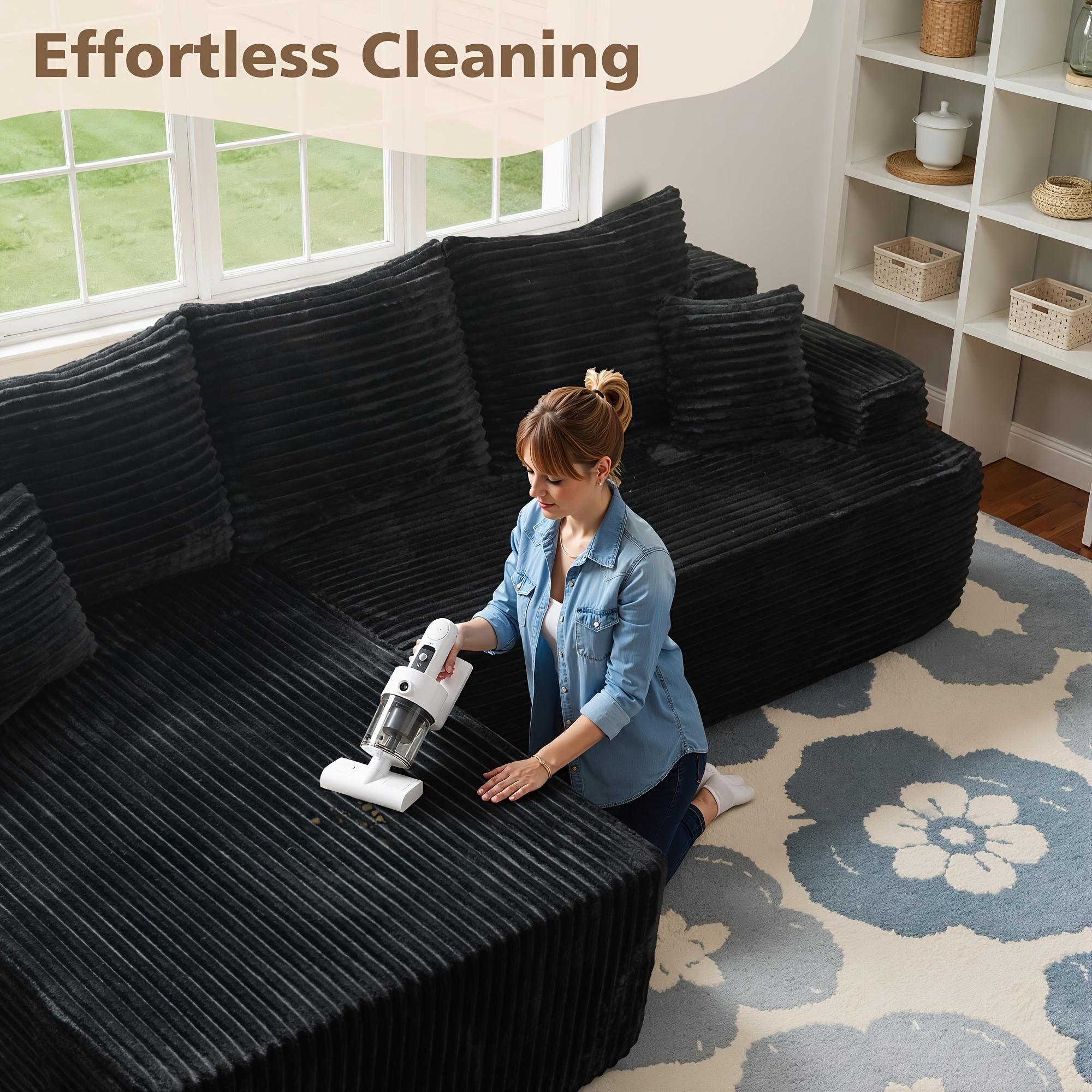 Extra-large Living Room Sectional Sofa, L-shaped Couches Set-(Chaise Lounge + Armchair), Frameless Modular Sofa with Plush Fabric And Foam Filling, Comes with 3 Backrests And 2 Small Cushions, some Color Options, No Asembly Required cloud couches