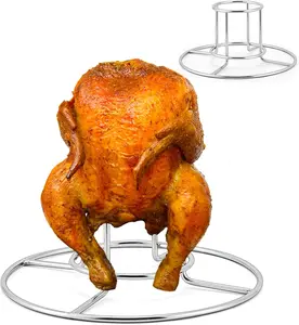 Chicken Holder 2 Pack, Stainless Steel Chicken Rack for Grill Smoker Oven BBQ, Vertical Beer Butt Chicken Stand for Tender Roaster Chicken & Turkey, Sturdy & Dishwasher Safe
