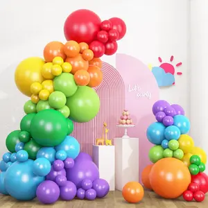 135pcs Rainbow Balloons, Latex Colorful Balloon Different Sizes 18 12 10 5 Inch for Garland Arch Birthday Party Decorations