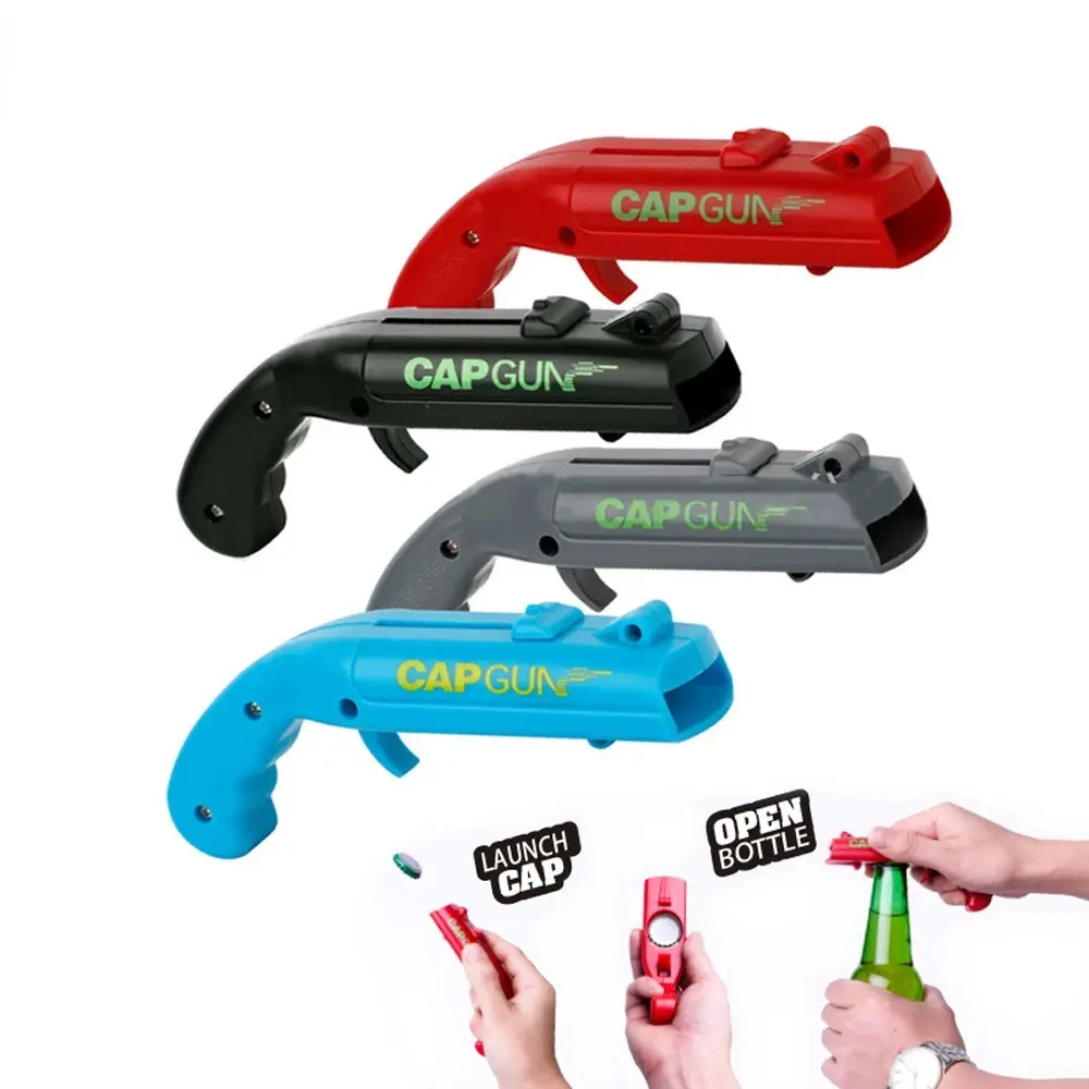 Portable bottle opener Creative Flying Cap Launcher Beer Opener Bar Tools Beverage Opener Shaped Cap Opener Red Grey