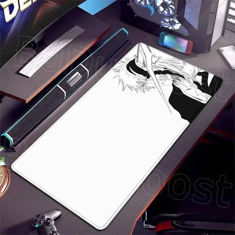 Bleach Anime Anti-Scratch Mouse Pad, Black and White Manga Gaming Desk Mat with Spill-Resistant Surface, Anti-Slip Rubber Base, Extended Keyboard Mousepad for Gifting, Anti-Scratch Mouse Pads