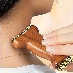 Green Sandalwood Gua Sha Facial Neck Massager - Ergonomic Anti-Allergy Wood Handle | Deep Tissue Pressure Tool for Face/Jaw | Ideal Gift for Home/Spa/Office | Premium Skin Care Accessory | Body Care