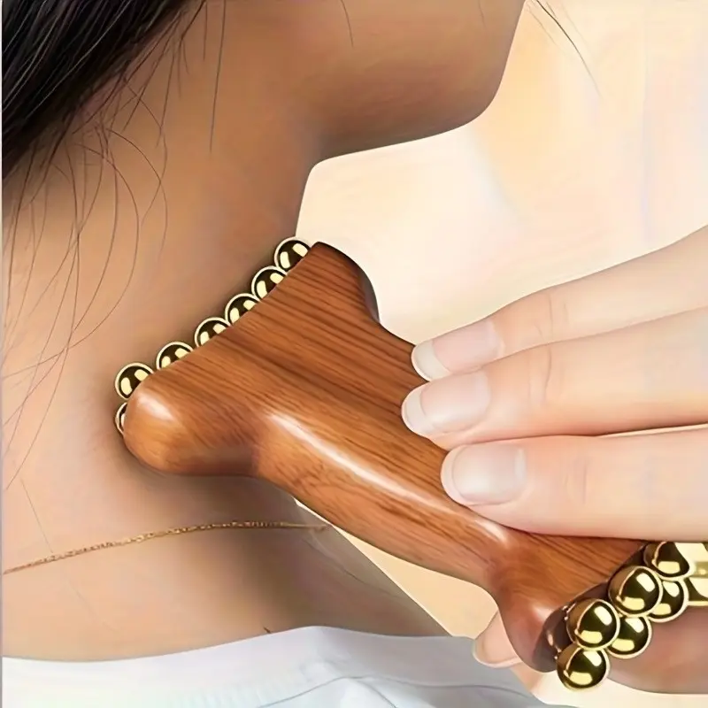Green Sandalwood Gua Sha Facial Neck Massager - Ergonomic Anti-Allergy Wood Handle | Deep Tissue Pressure Tool for Face/Jaw | Ideal Gift for Home/Spa/Office | Premium Skin Care Accessory | Body Care | Deep Tissue Relief | Facial Sculpting Tool