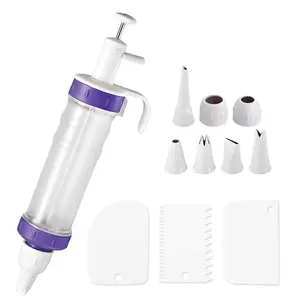 11Pcs Dessert Decorating Syringe Set, Cupcake Frosting Filling Injector with 7 Plastic Icing Nozzles and 3 Cream Scrapers Dessert Cream Piping Syringe Nozzles Kits for Cake - Home Improvement.