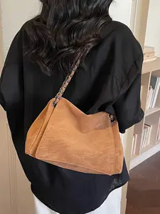 Women's Large Capacity Crossbody Bag, Versatile Shoulder Clutch for Shopping Travel Dating, Vintage Style Commuter Chain Tote, Flap Shoulder Bag